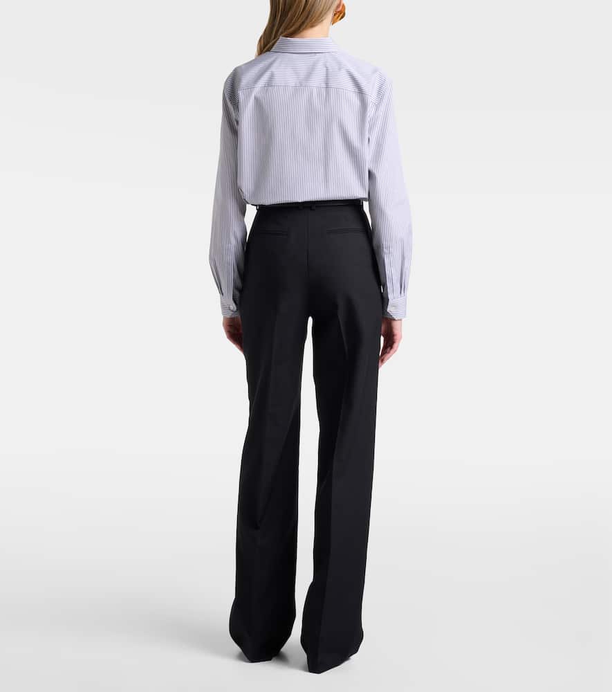 Saint Laurent Mid-rise Wool Straight Pants In Black