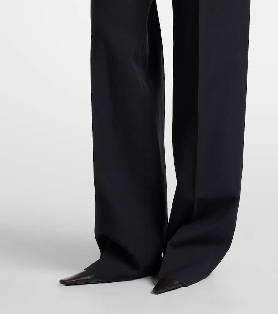 Saint Laurent Mid-rise Wool Straight Pants In Black