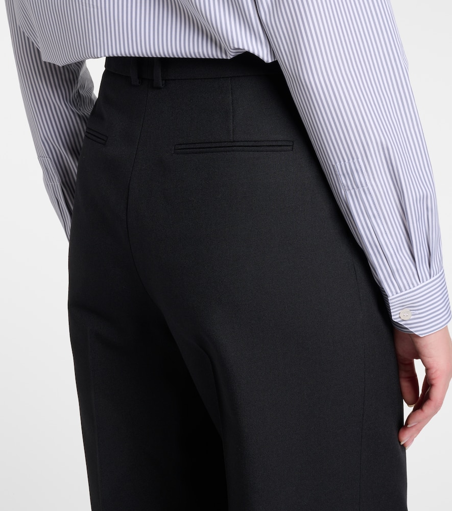 Saint Laurent Mid-rise Wool Straight Pants In Black