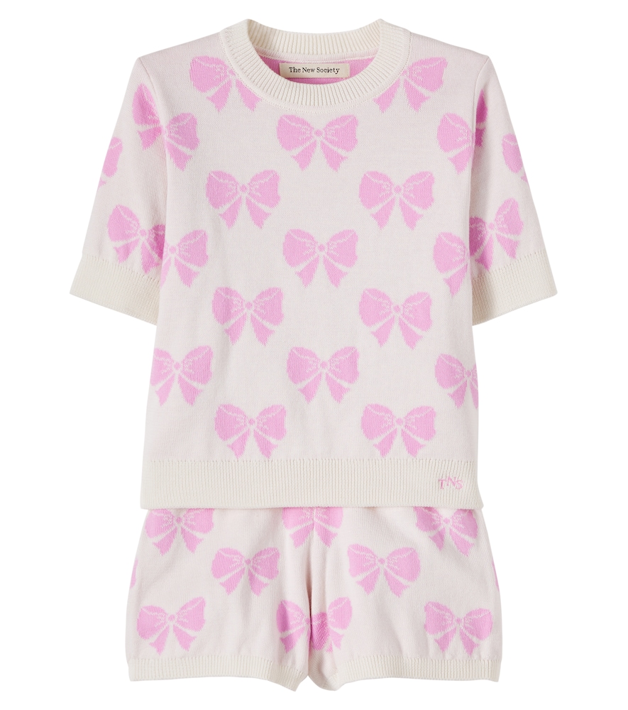 The New Society Pink Pinpilin Cotton Sweater And Shorts Set Y Size 8 - Mytheresa