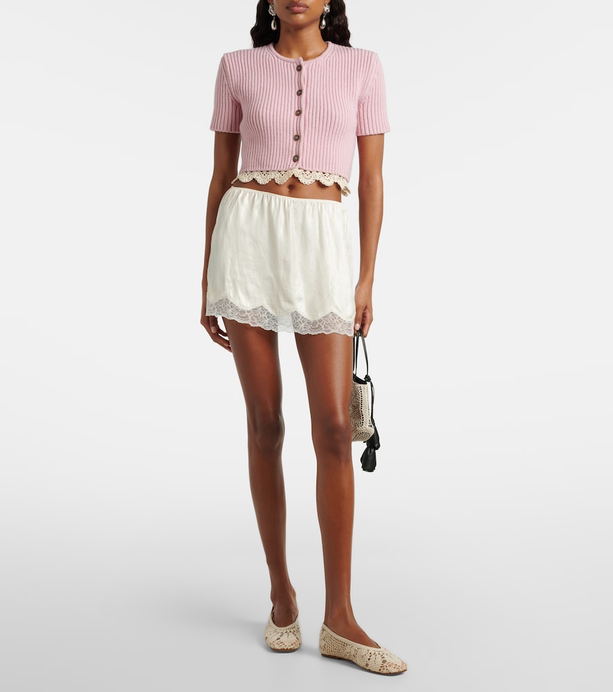 Magda Butrym Lace-trimmed silk satin miniskirt