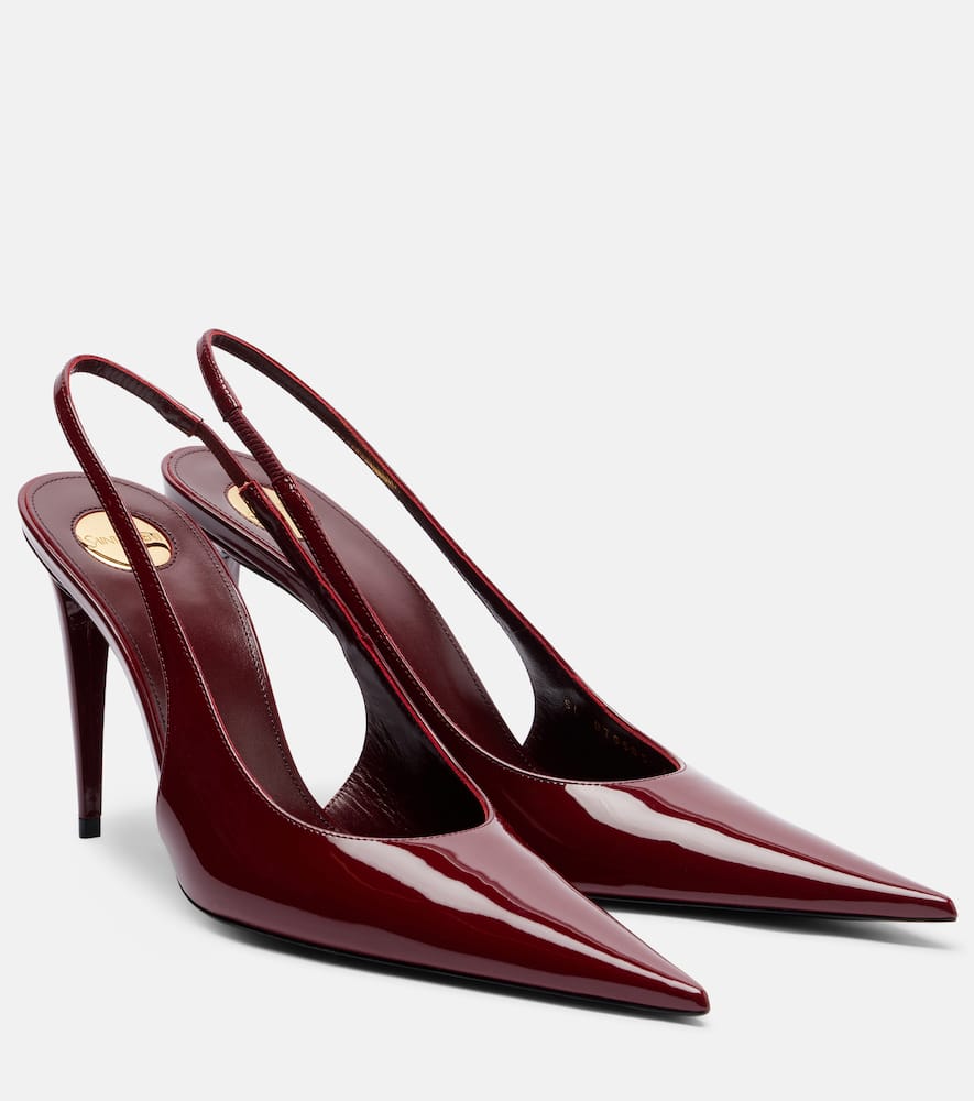 Saint Laurent Guermantes 95 Leather Slingback Pumps In Burgundy