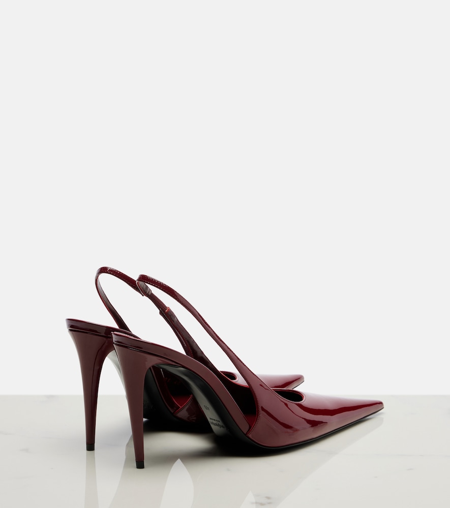  Saint Laurent Saint Laurent Guermantes Patent Leather Slingback Pumps 