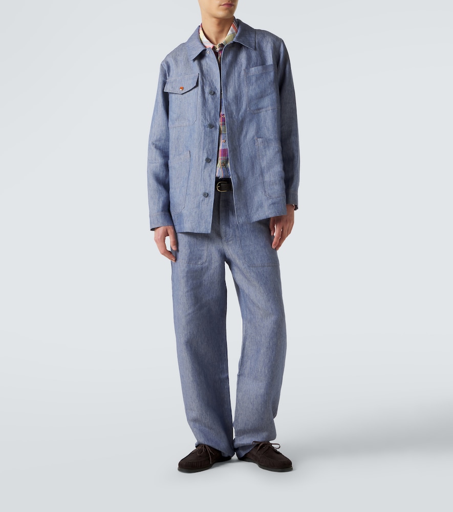 Linen Denim Jacket With Carnelian