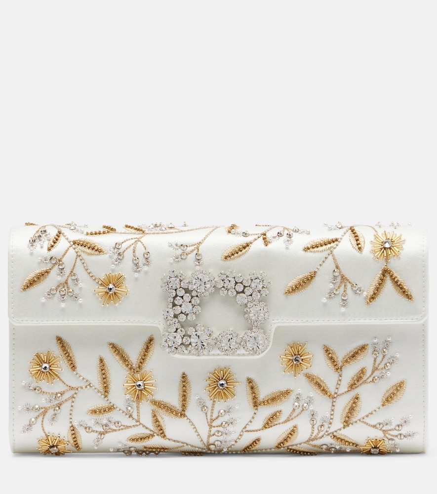 Roger Vivier Efflorescence embellished satin clutch