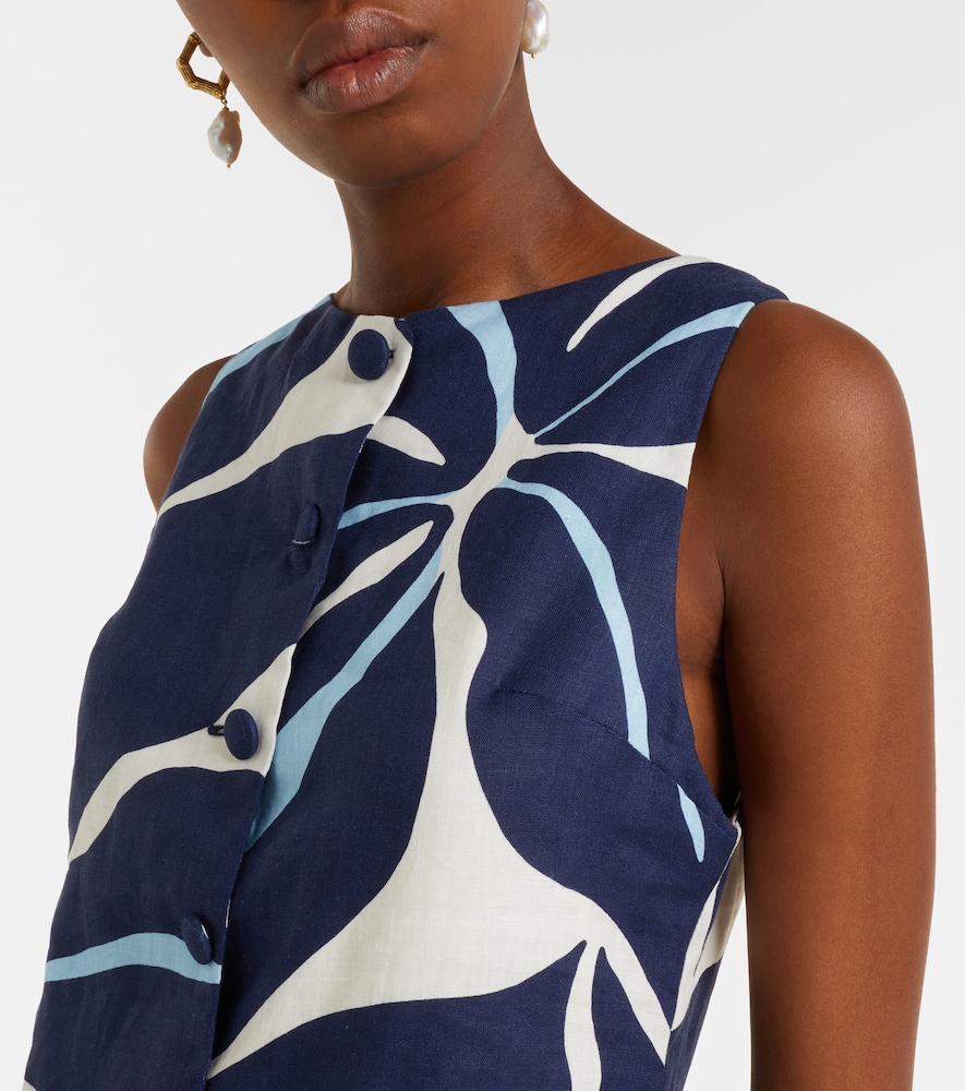  Cala De La Cruz Cala De La Cruz Rhoda Printed Linen Minidress 