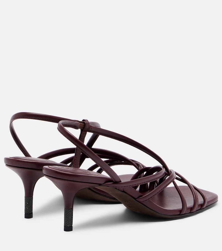  Brunello Cucinelli Brunello Cucinelli Monili Leather Slingback Sandals 