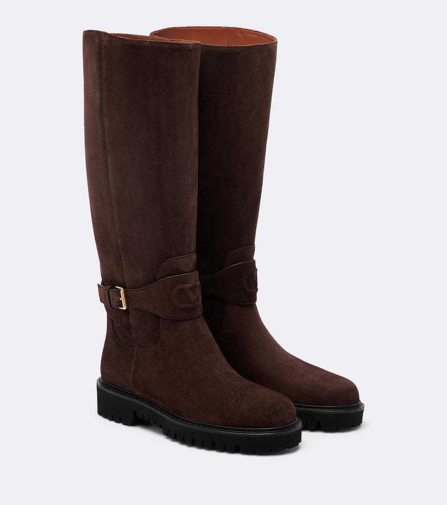 Valentino Garavani Women's Brown Vlogo Suede Knee-High Boots UK Size 5.5 - Mytheresa