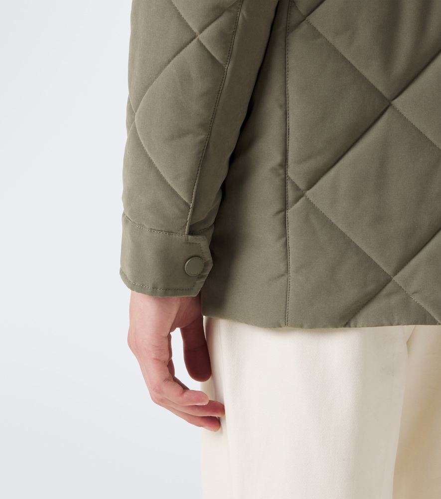 Leather-Trimmed Quilted Puffer Jacket