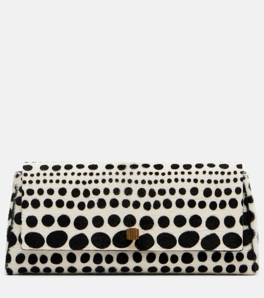 Khaite Audrey Polka-dot Calf Hair Clutch In White