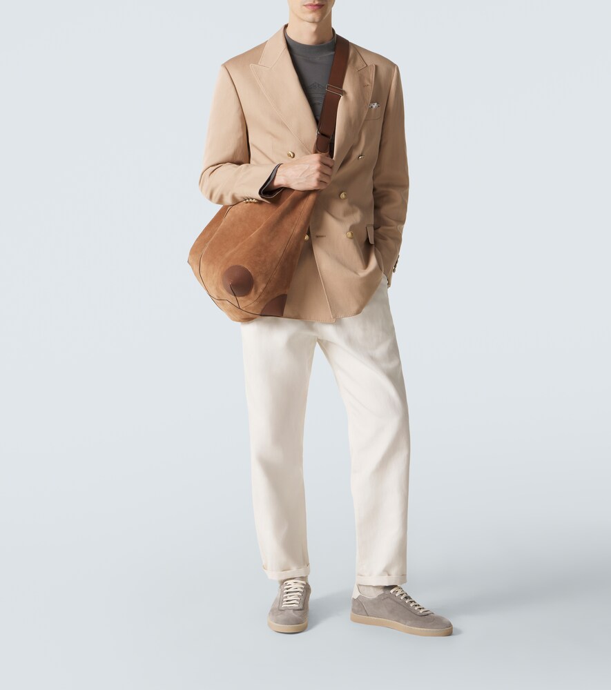  Brunello Cucinelli Brunello Cucinelli Schultertasche Aus Veloursleder Und Leder 
