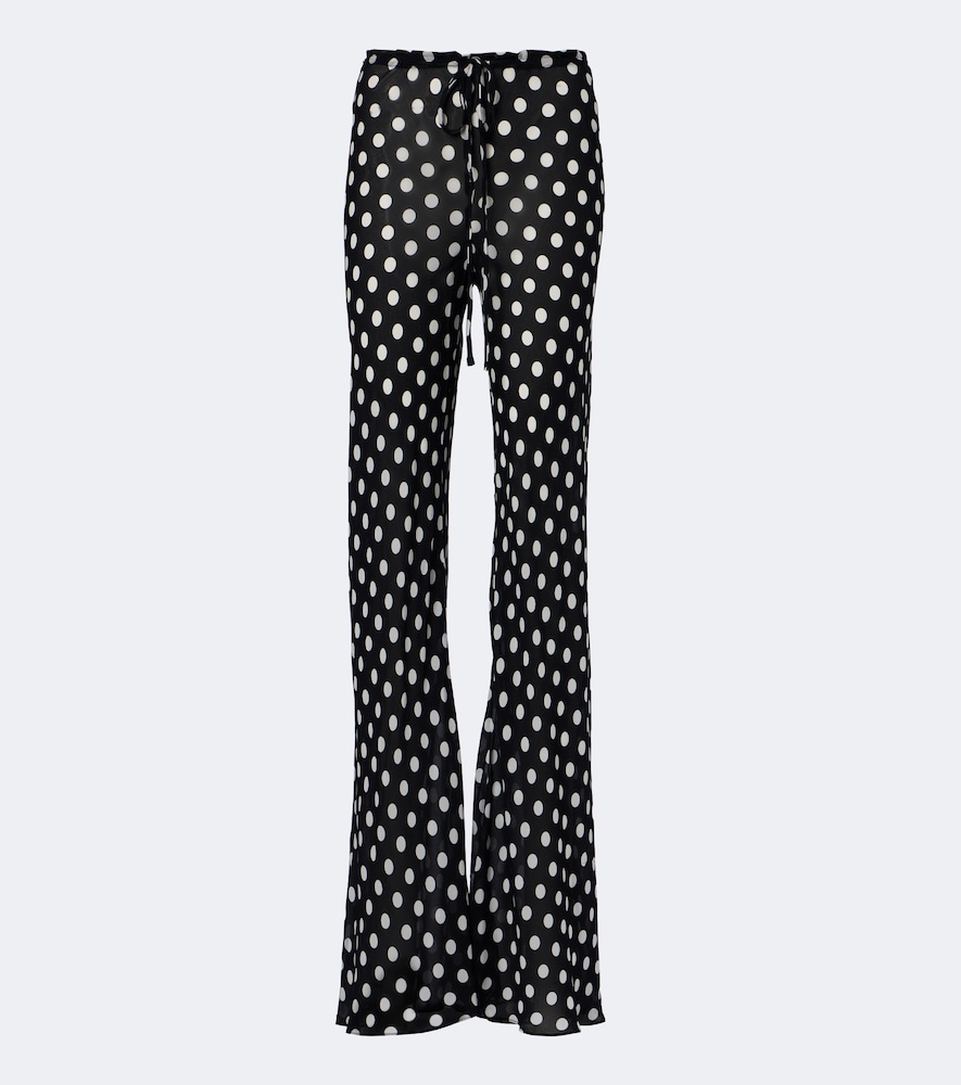 Alexandra Miro Scarlett Polka-dot Flared Pants In Black