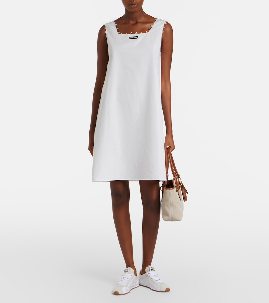  Miu Miu Miu Miu Minikleid Aus Baumwolle Und Leinen 