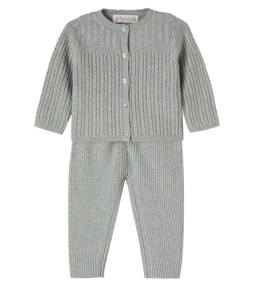 Baby – Cardigan e pantaloni Lavina in lana e cotone