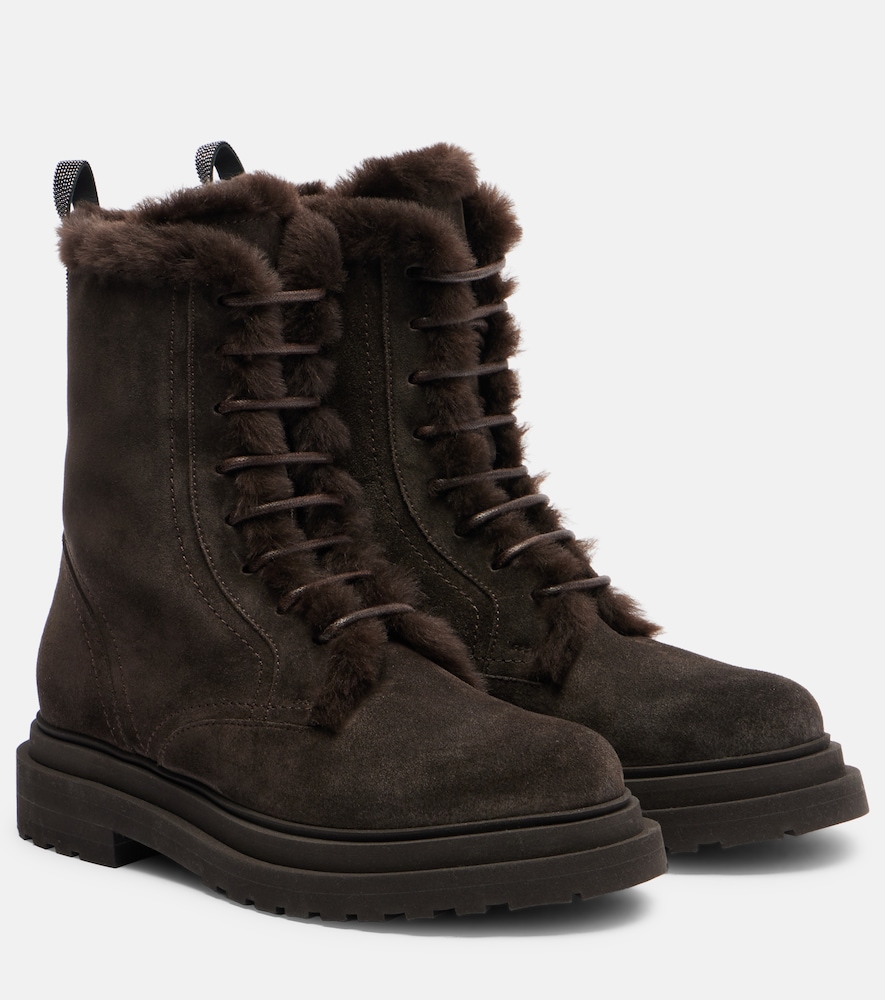 Schnürstiefel Monili aus Veloursleder mit Shearling