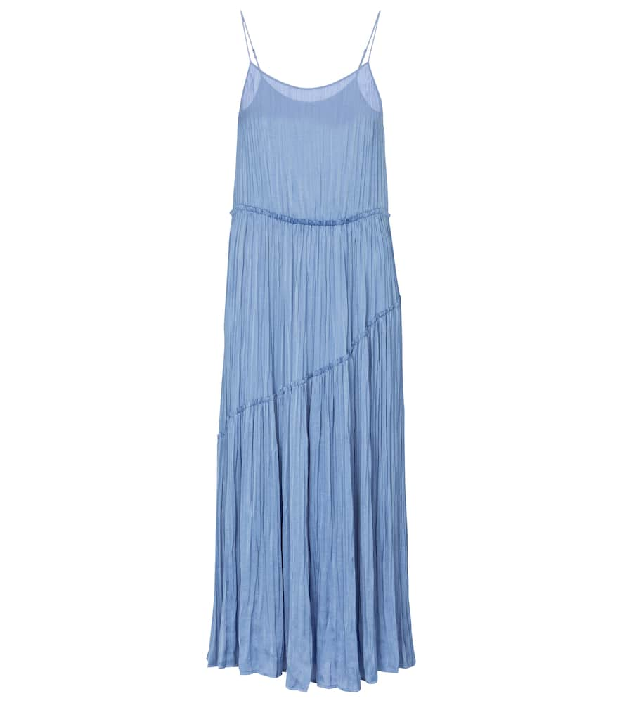 VINCE PLEATED CRÊPE JERSEY MIDI DRESS,P00551393