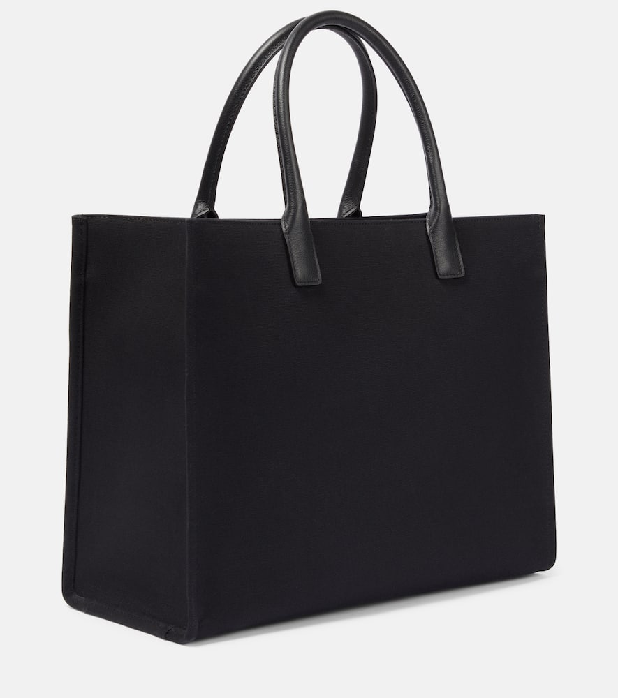 Versace La Medusa Cotton Canvas Tote Bag In Nero-oro