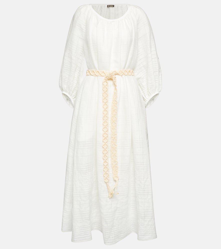 Loro Piana Cotton Midi Dress In White