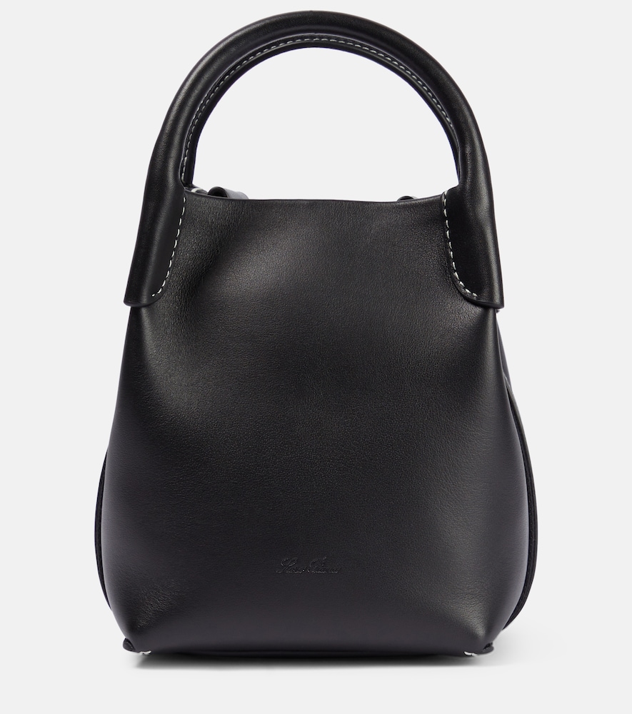 Loro Piana Bale Small Leather Bucket Bag In Black
