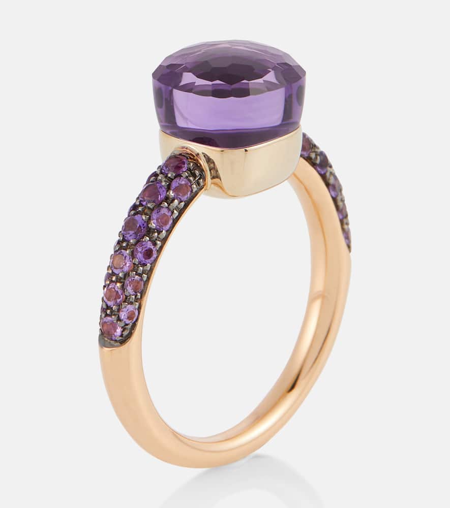 Pomellato Nudo Petit 18kt Rose And White Gold Ring With Amethyst And Jade In Purple
