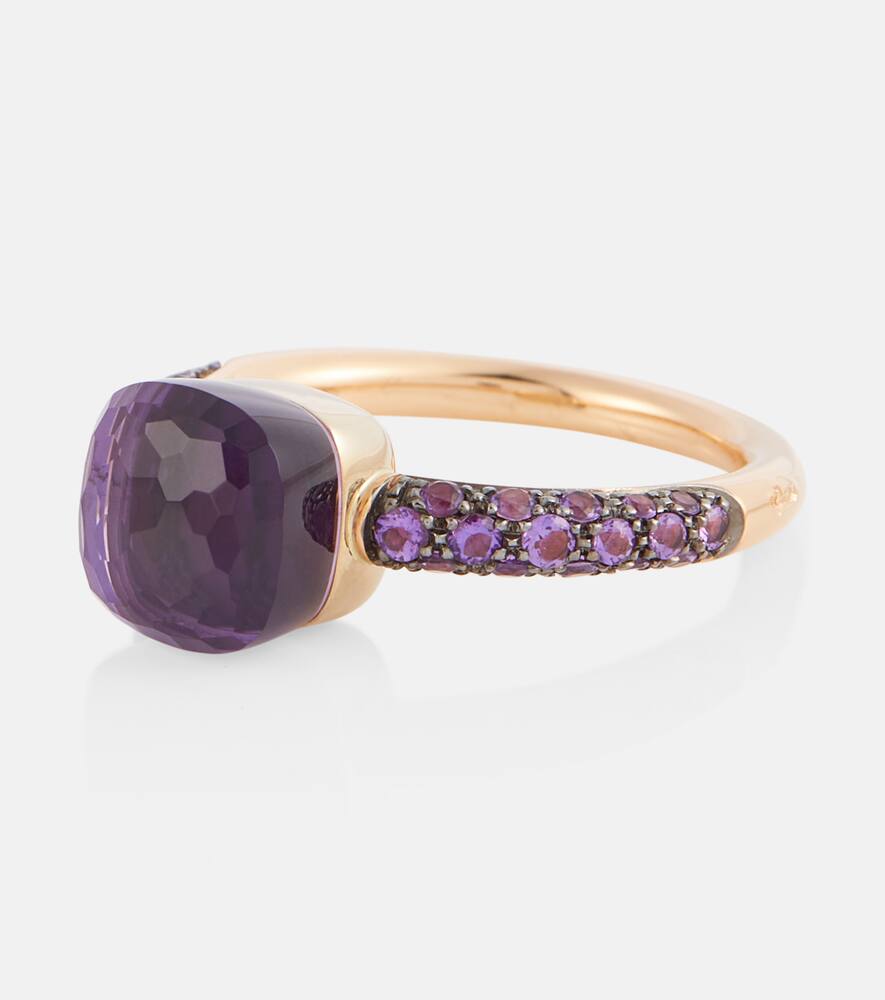 Pomellato Nudo Petit 18kt Rose And White Gold Ring With Amethyst And Jade In Purple