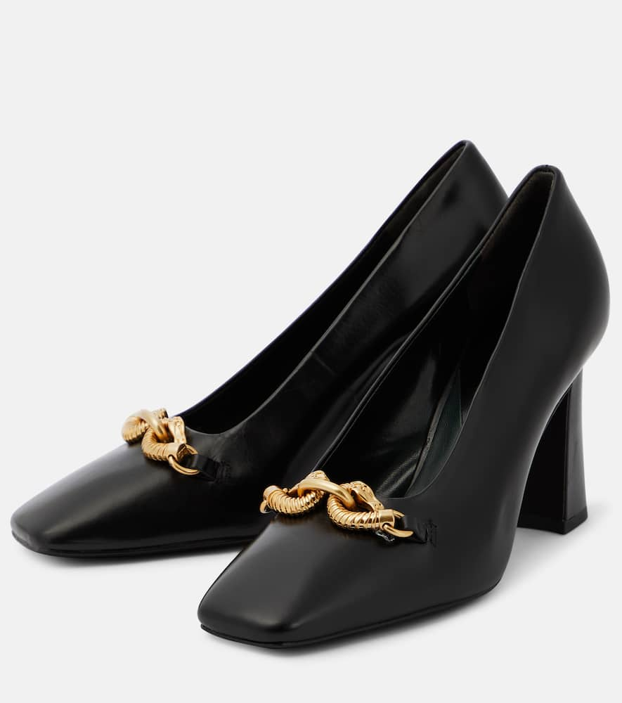 Shop Tory Burch Jessa Leather Pumps In Black