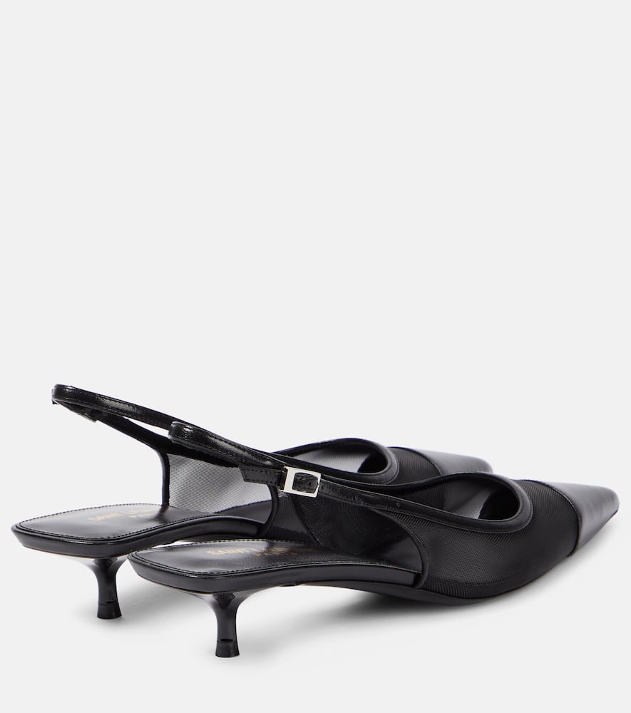 Shop Saint Laurent Oxalis 30 Leather-trimmed Slingback Pumps In Black