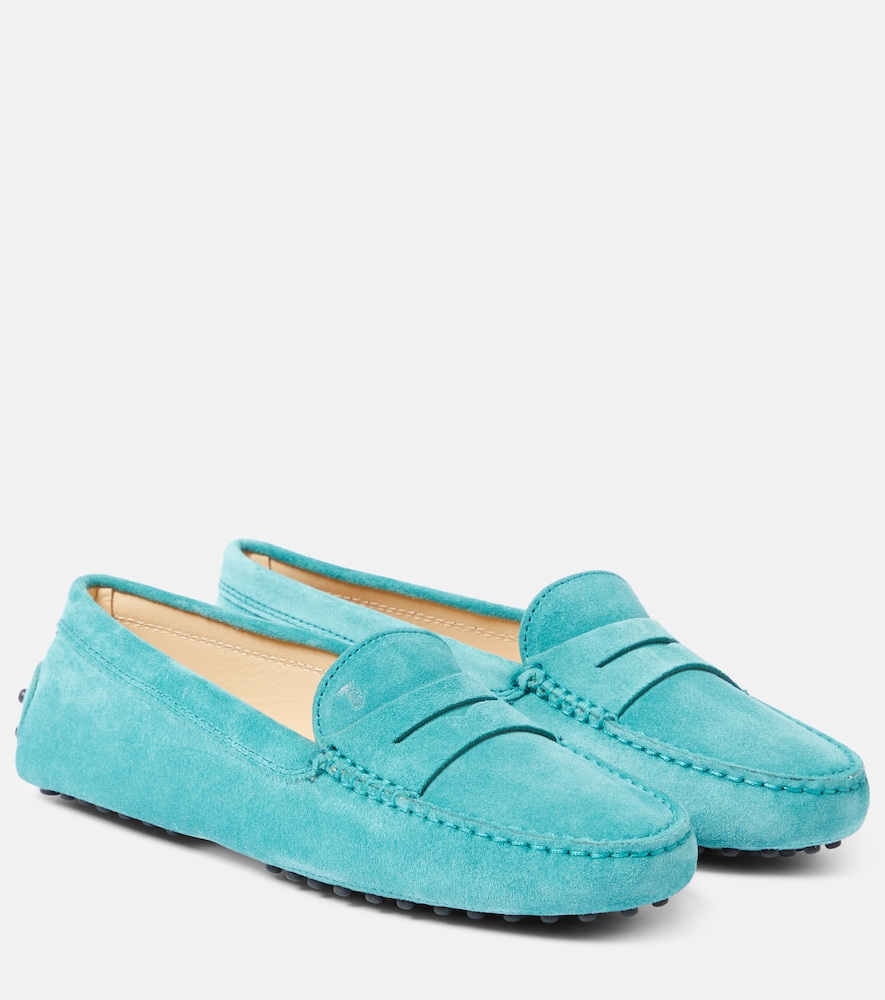 Tod's Gommino Suede Moccasins Green Uk Size 1 Women's