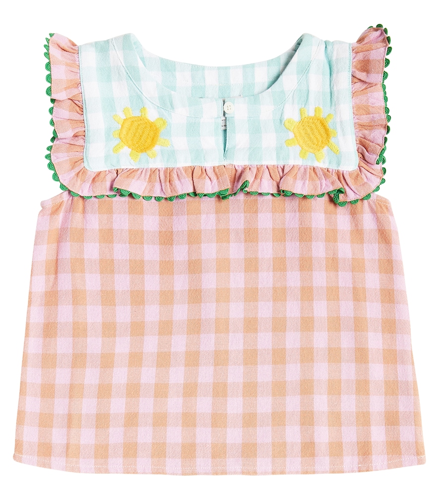 Stella McCartney Kids Gingham ruffled cotton top　ステラ マッカートニー キッズ ギンガム フリル コットン トップ Stella