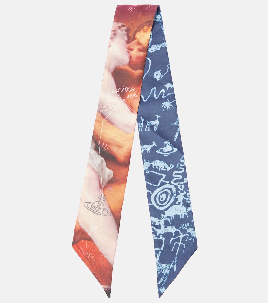 Printed silk twill scarf