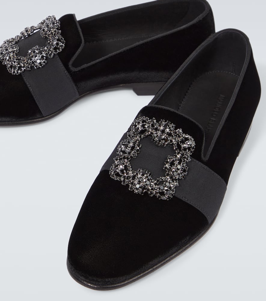 Manolo Blahnik Carlton Velvet Loafers In Black