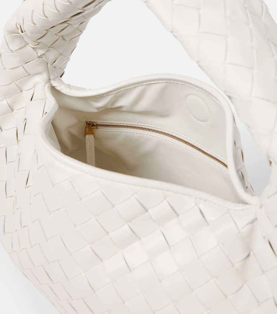 Bottega Veneta Hop Small Leather Shoulder Bag In White
