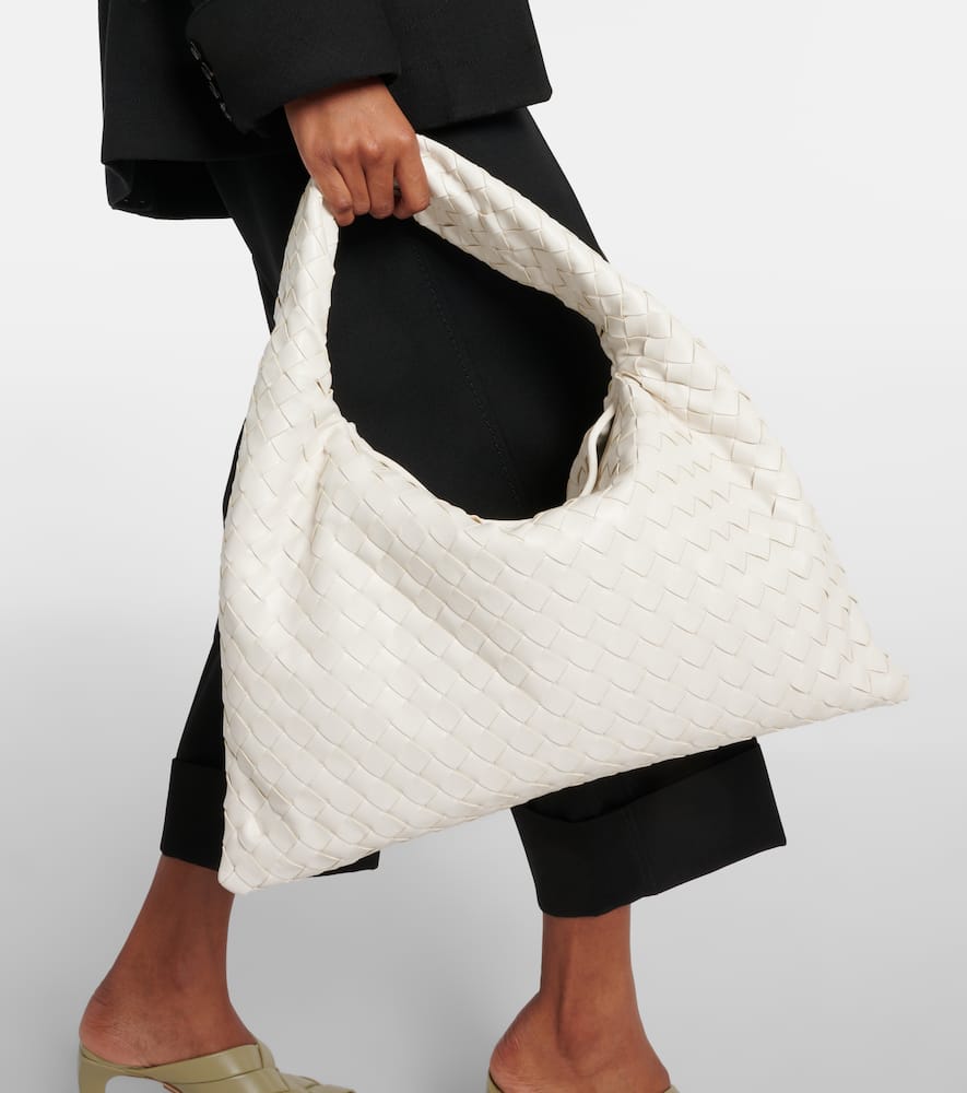 Bottega Veneta Hop Small Leather Shoulder Bag In White
