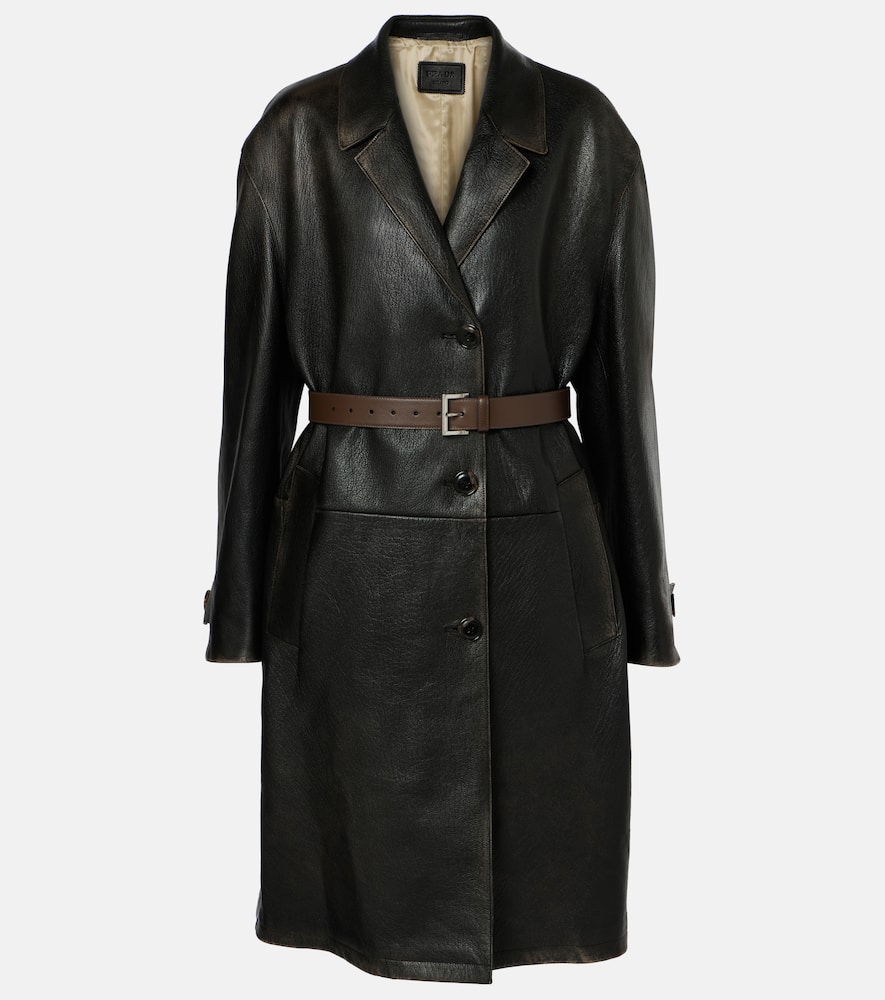 Prada Leather wrap coat