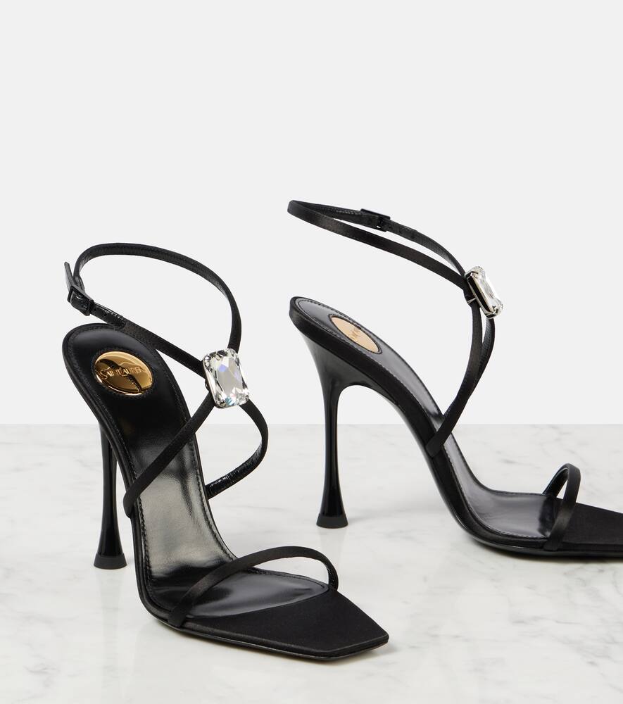 Saint Laurent New Diamond 110 Satin Sandals In Black