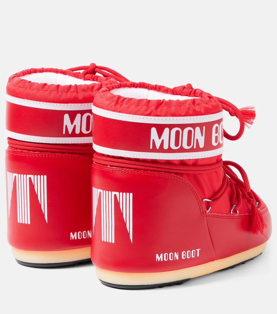 Moon Boot Mb Icon Low Glitter Woman Ankle Boots Pink Size 8-9.5 Plastic In Red