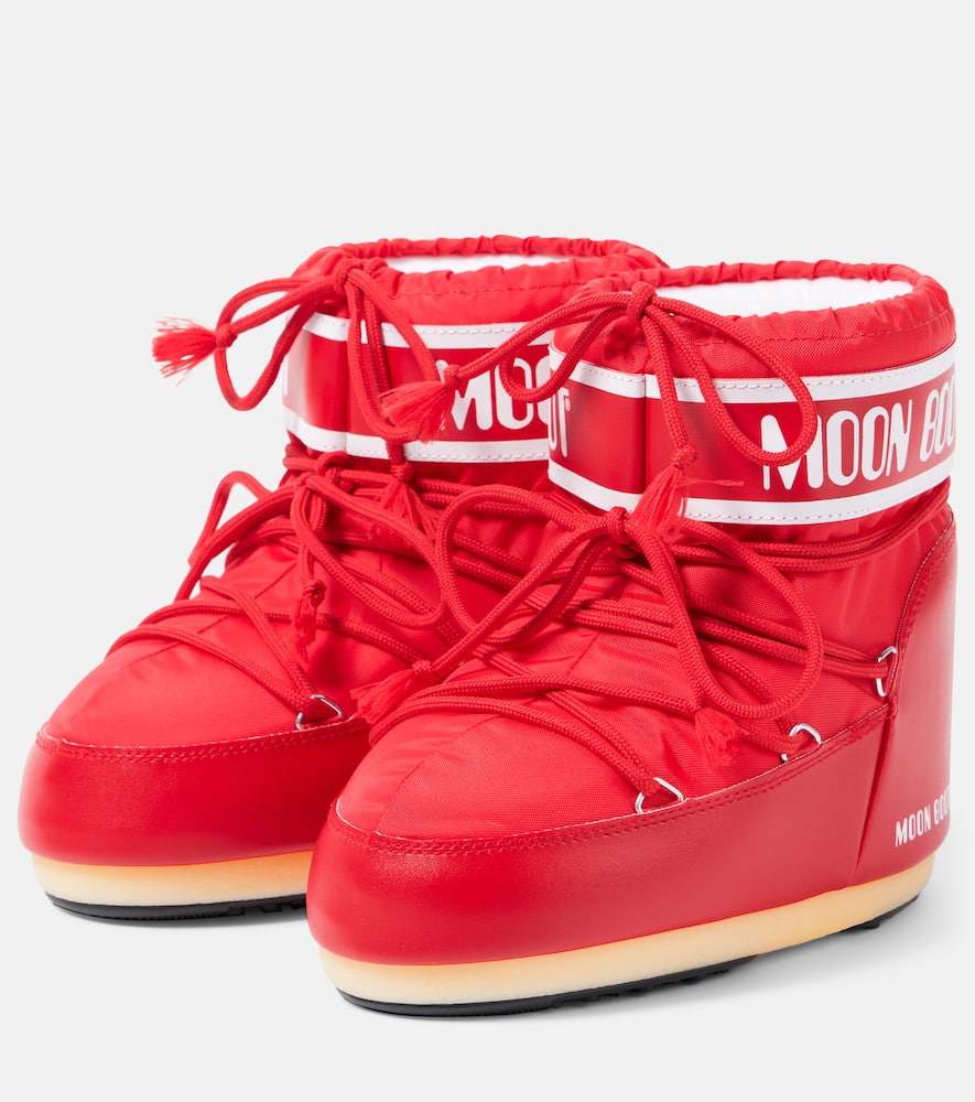 Moon Boot Mb Icon Low Glitter Woman Ankle Boots Pink Size 8-9.5 Plastic In Red
