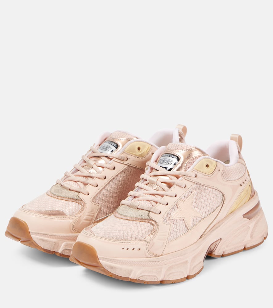 Golden Goose Lightstar Net Leather And Suede Upper Tpu Star Net Heel And Spur In Pink