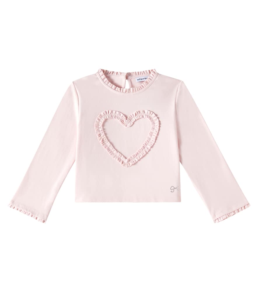 Self-portrait Ruffled Cotton Jersey Top In Pink
