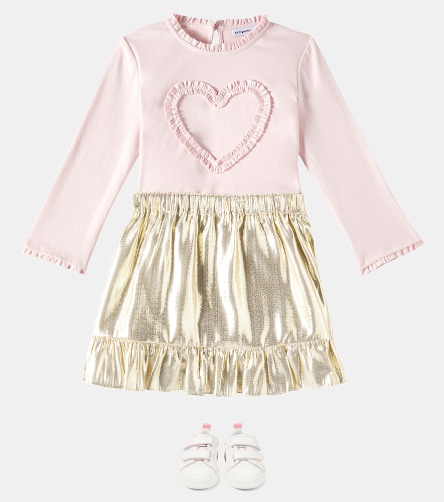 Self-portrait Ruffled Cotton Jersey Top In Pink