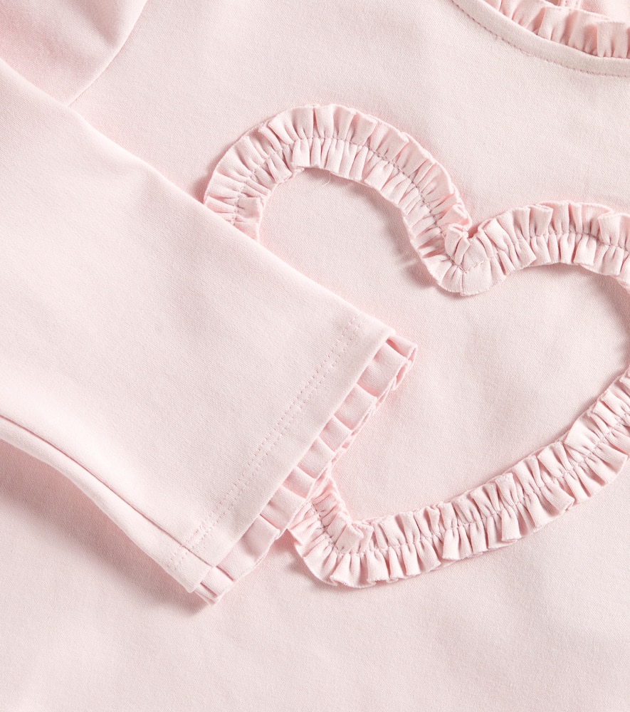 Self-portrait Ruffled Cotton Jersey Top In Pink