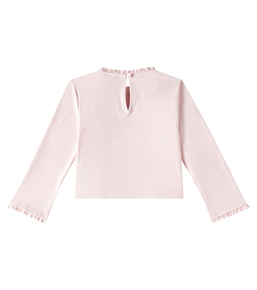 Self-portrait Ruffled Cotton Jersey Top In Pink