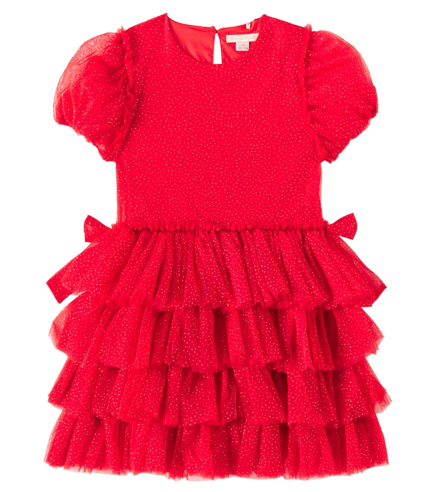 Konges Slojd Fay Bow-detail Glitter Dress In Red