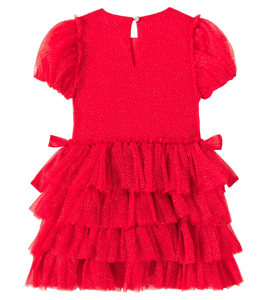 Konges Slojd Fay Bow-detail Glitter Dress In Red