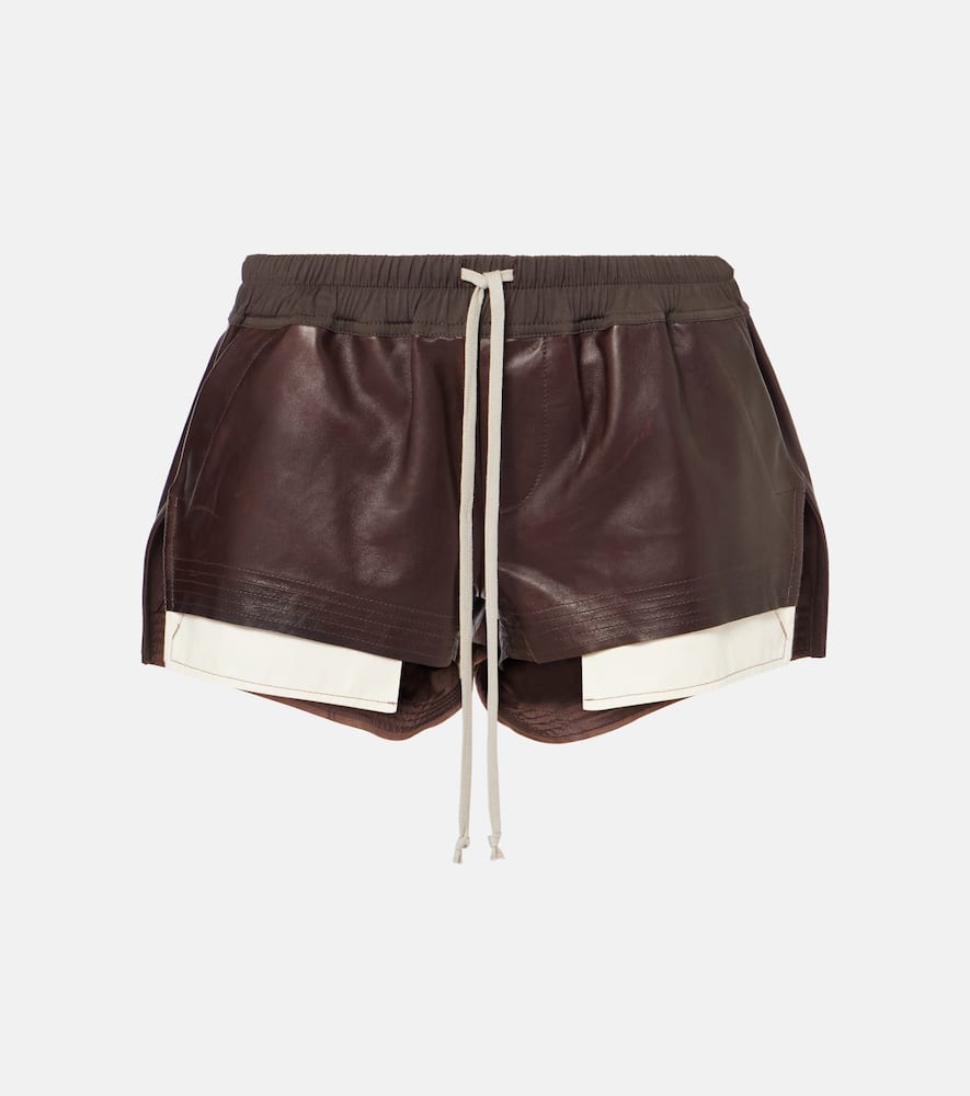 High-rise leather shorts