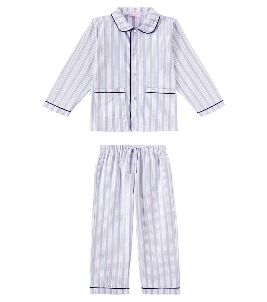 La Coqueta Romera Striped Cotton Pajamas In Blau