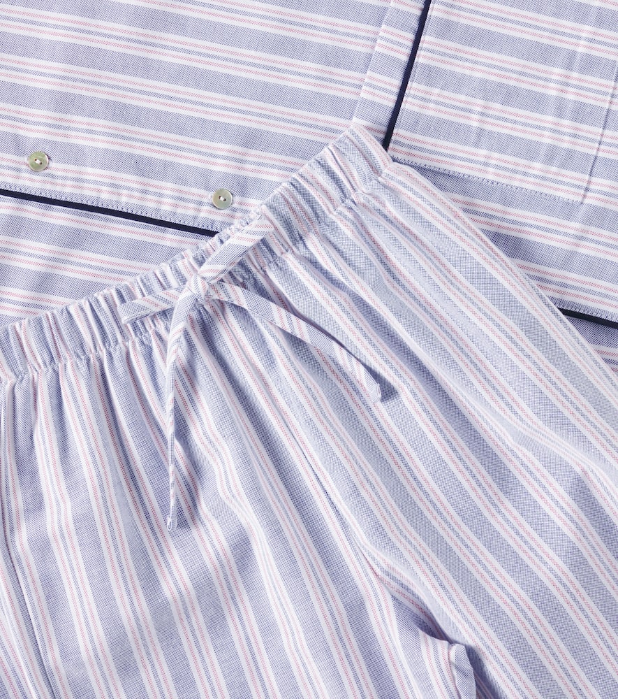 La Coqueta Romera Striped Cotton Pajamas In Blau