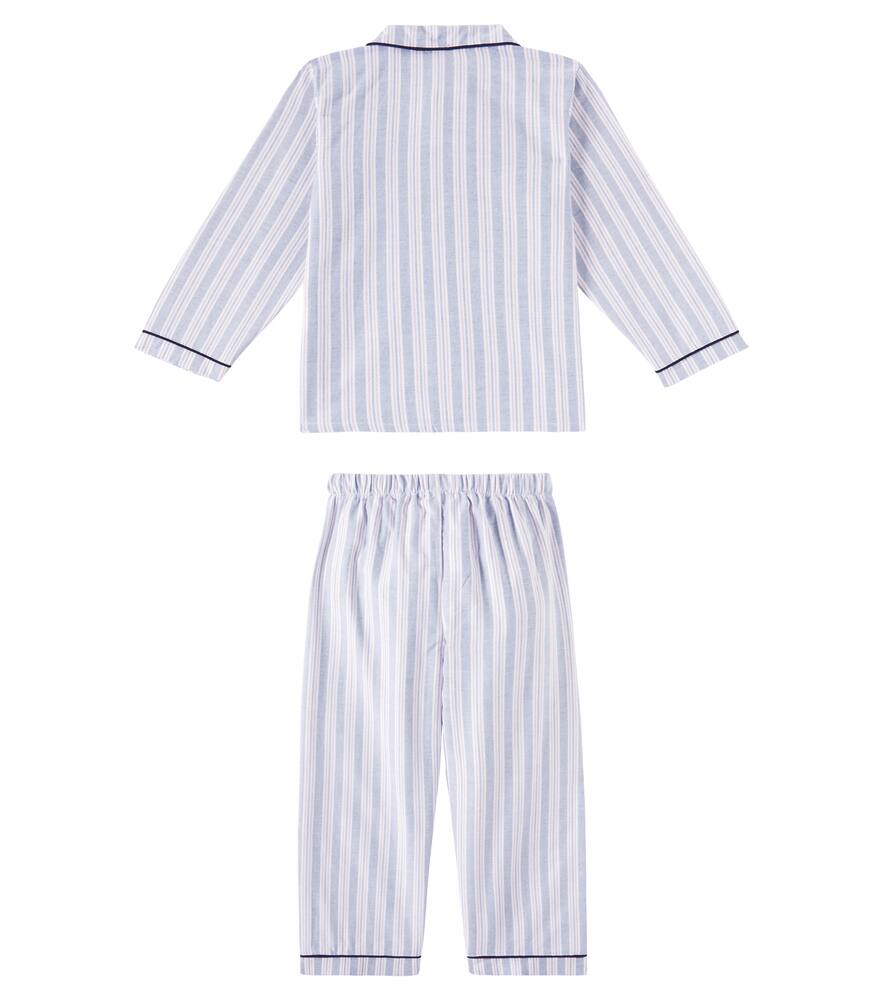 La Coqueta Romera Striped Cotton Pajamas In Blau