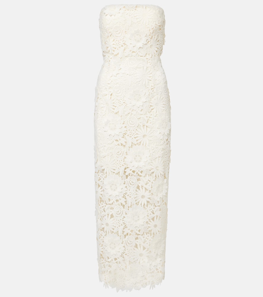Bridal strapless lace midi dress