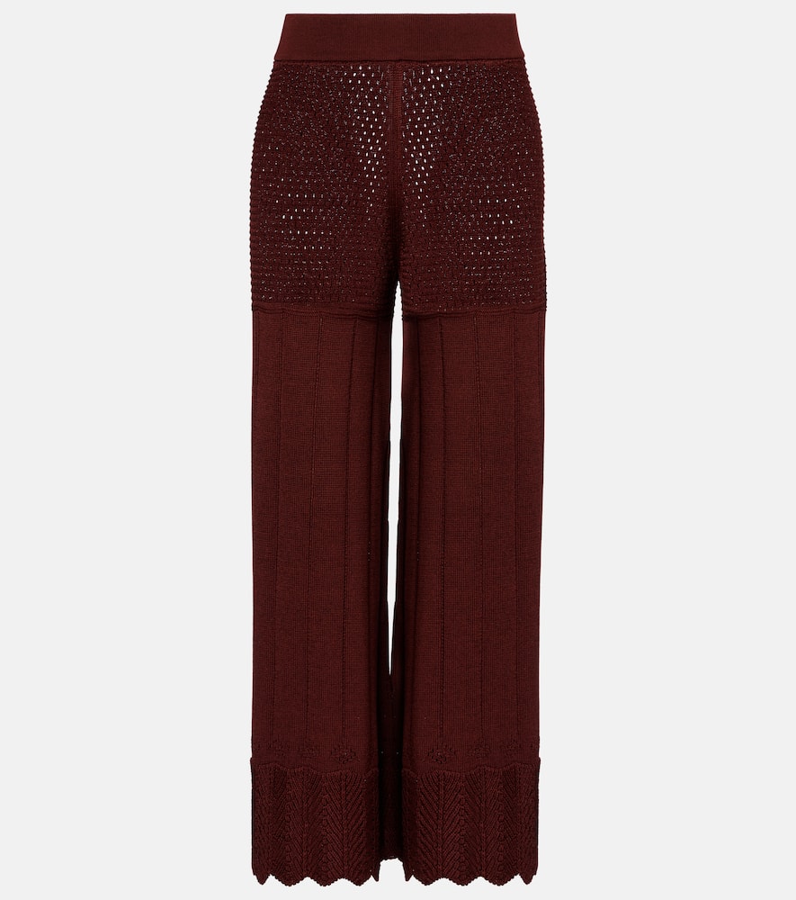 Récit open-knit cotton-blend wide-leg pants